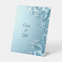 Blue Decorative Floral Tabletop Signs