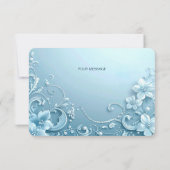 Blue Decorative Floral Thank You Card サンキューカード (裏面)