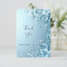 Blue Decorative Floral Thank You Card