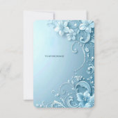 Blue Decorative Floral Thank You Card サンキューカード (裏面)
