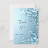 Blue Decorative Floral Thank You Card サンキューカード (正面)