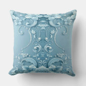 Blue Decorative Floral Throw Pillow クッション (正面)