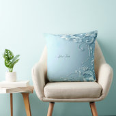 Blue Decorative Floral Throw Pillow クッション (椅子)