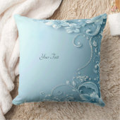 Blue Decorative Floral Throw Pillow クッション (ブランケット)