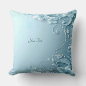 Blue Decorative Floral Throw Pillow クッション (正面)
