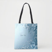 Blue Decorative Floral Tote Bag トートバッグ (正面)