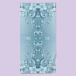 Blue Decorative Floral Towel Set バスタオルセット