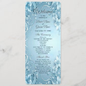 Blue Decorative Floral Wedding Program プログラム (正面)
