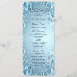 Blue Decorative Floral Wedding Program プログラム