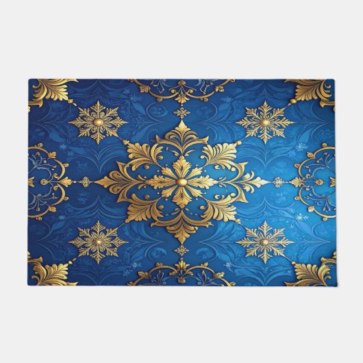 Blue Decorative Holiday Doormat ドアマット (正面)