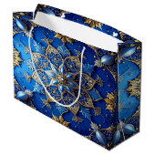 Blue Decorative Holiday Gift Bag ラージペーパーバッグ (裏面アングル)