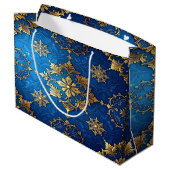 Blue Decorative Holiday Gift Bag ラージペーパーバッグ (裏面アングル)