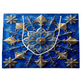 Blue Decorative Holiday Gift Bag ラージペーパーバッグ (正面)