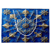 Blue Decorative Holiday Gift Bag ラージペーパーバッグ (裏面)