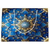 Blue Decorative Holiday Gift Bag ラージペーパーバッグ (正面)