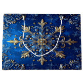 Blue Decorative Holiday Gift Bag ラージペーパーバッグ (正面)