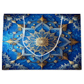 Blue Decorative Holiday Gift Bag ラージペーパーバッグ (正面)