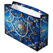 Blue Decorative Holiday Gift Bag ラージペーパーバッグ (裏面アングル)