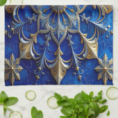 Blue Decorative Holiday Kitchen Towel キッチンタオル (折り畳み)