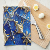 Blue Decorative Holiday Kitchen Towel キッチンタオル (四つ折り)
