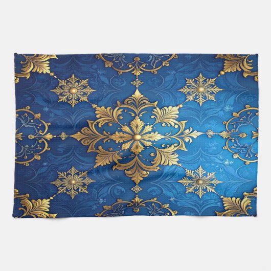 Blue Decorative Holiday Kitchen Towel キッチンタオル (横)