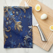 Blue Decorative Holiday Kitchen Towel キッチンタオル (四つ折り)