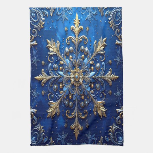 Blue Decorative Holiday Kitchen Towel キッチンタオル (縦)