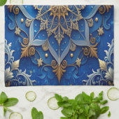Blue Decorative Holiday Kitchen Towel キッチンタオル (折り畳み)