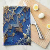Blue Decorative Holiday Kitchen Towel キッチンタオル (四つ折り)