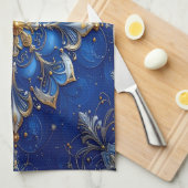 Blue Decorative Holiday Kitchen Towel キッチンタオル (四つ折り)