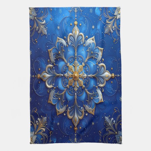 Blue Decorative Holiday Kitchen Towel キッチンタオル (縦)