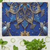 Blue Decorative Holiday Kitchen Towel キッチンタオル (折り畳み)