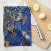 Blue Decorative Holiday Kitchen Towel キッチンタオル (四つ折り)