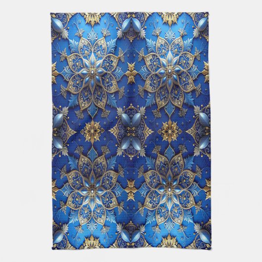 Blue Decorative Holiday Kitchen Towel キッチンタオル (縦)