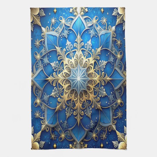 Blue Decorative Holiday Kitchen Towel キッチンタオル (縦)