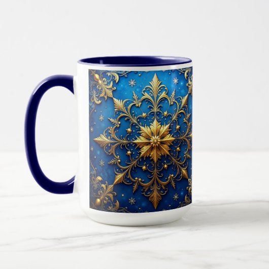 Blue Decorative Holiday Mug マグカップ (左)