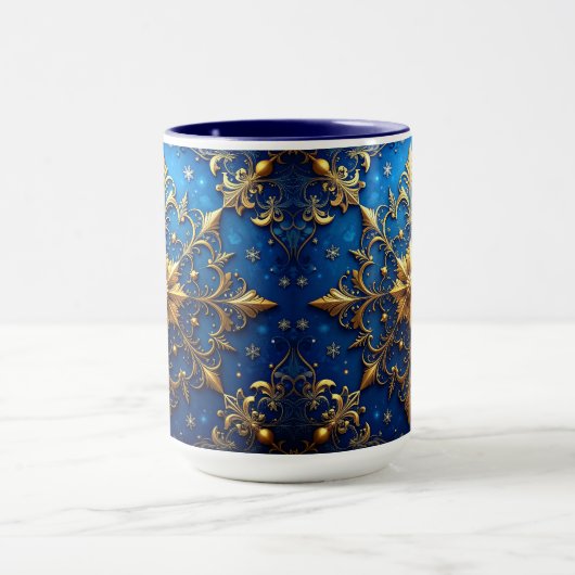Blue Decorative Holiday Mug マグカップ (中央)