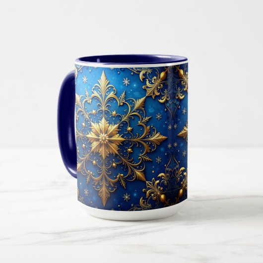 Blue Decorative Holiday Mug マグカップ (正面左)