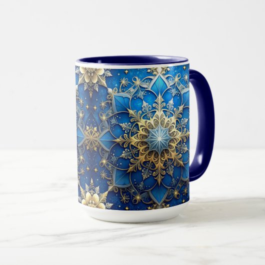 Blue Decorative Holiday Mug マグカップ (正面右)