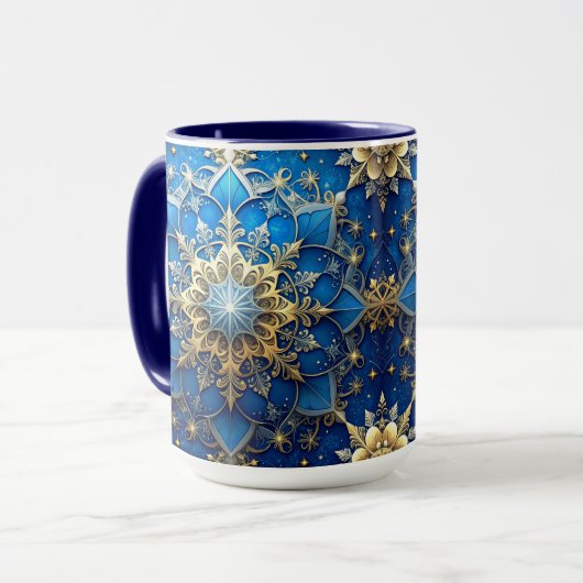 Blue Decorative Holiday Mug マグカップ (正面左)