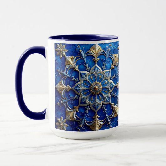 Blue Decorative Holiday Mug マグカップ (左)