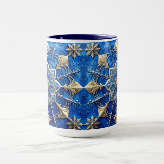 Blue Decorative Holiday Mug マグカップ (中央)