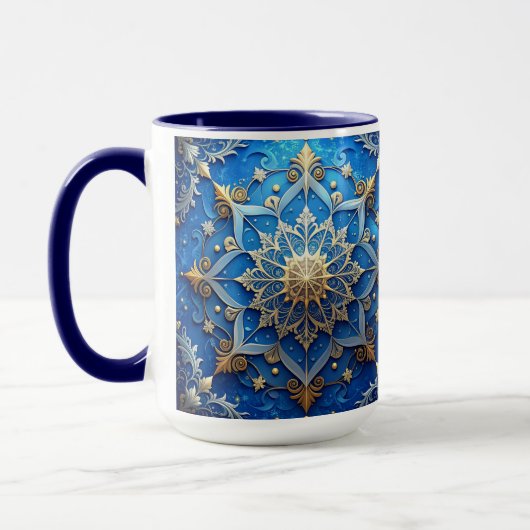 Blue Decorative Holiday Mug マグカップ (左)