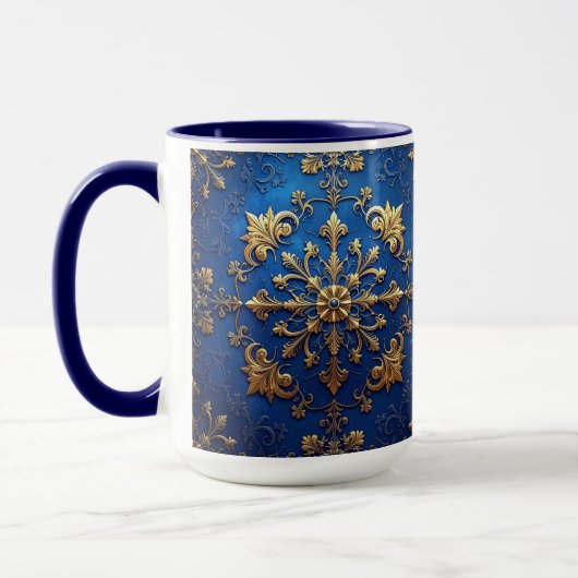 Blue Decorative Holiday Mug マグカップ (左)
