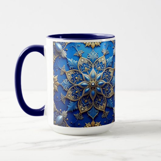 Blue Decorative Holiday Mug マグカップ (左)