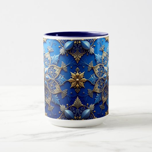 Blue Decorative Holiday Mug マグカップ (中央)