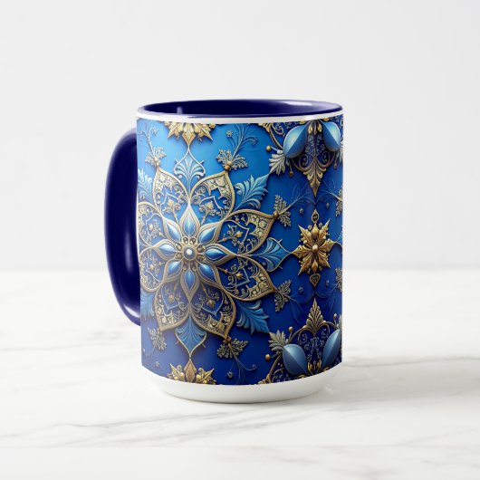Blue Decorative Holiday Mug マグカップ (正面左)