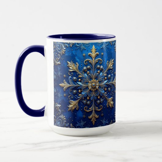 Blue Decorative Holiday Mug マグカップ (左)