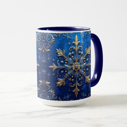 Blue Decorative Holiday Mug マグカップ (正面右)