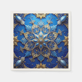 Blue Decorative Holiday Napkin スタンダードカクテルナプキン